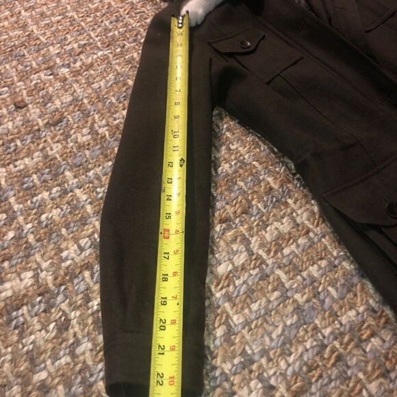 Marc New York Army Green Wool Jacket w/ Fur Hood - Sz 2 - Picture 12 of 14